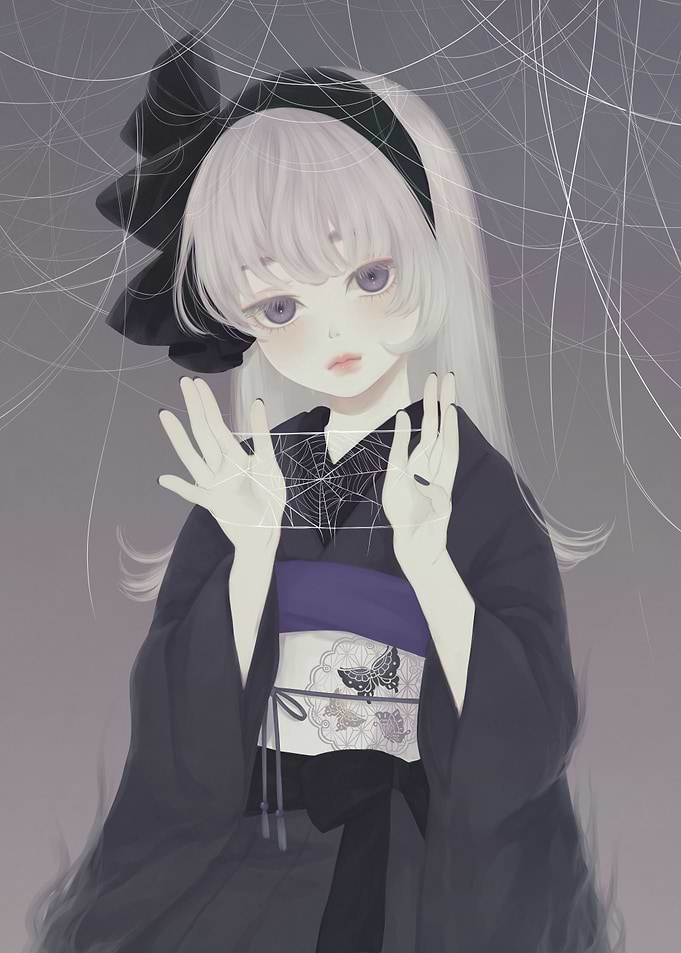 Gothic Lolita Girl in Spiderweb