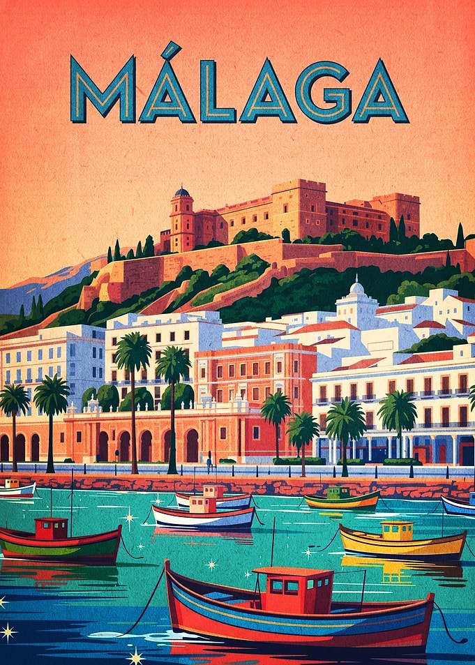 Malaga Vintage Travel Poster