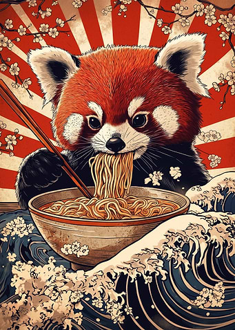 Red Panda Eating Ramen