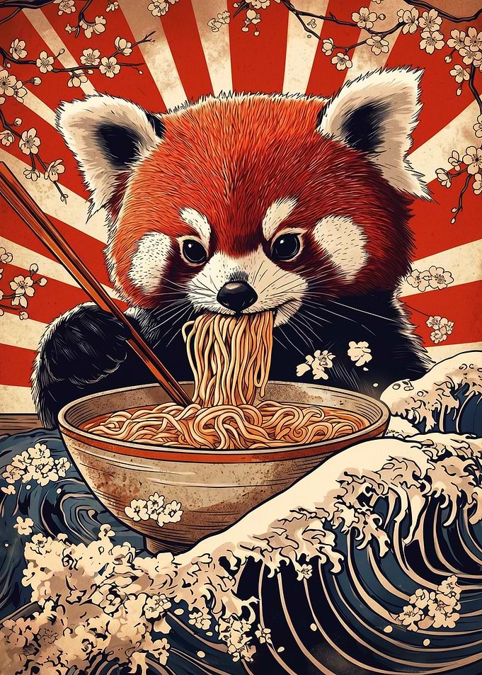 Red Panda Eating Ramen