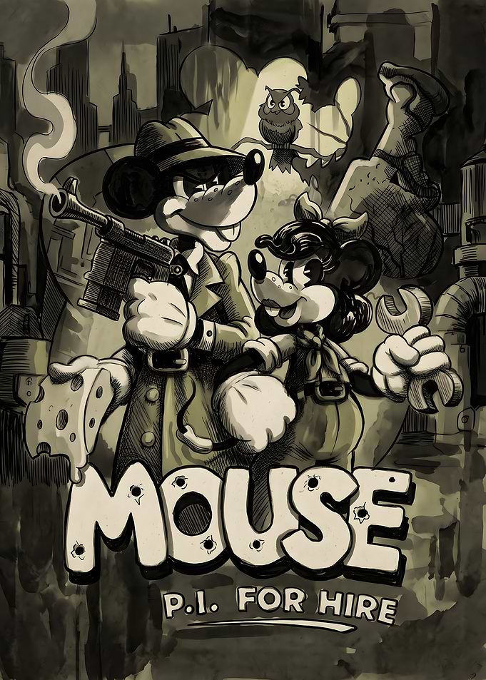 Mickey Mouse P.I. For Hire Vintage Poster