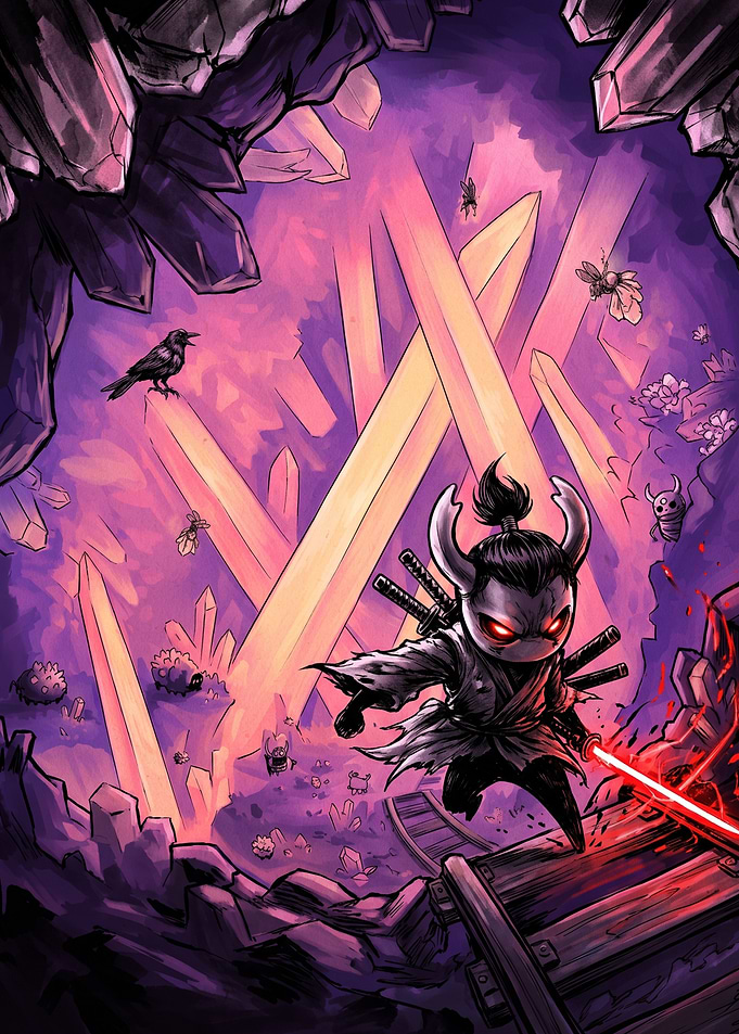 Fantasy Warrior in Crystal Cave