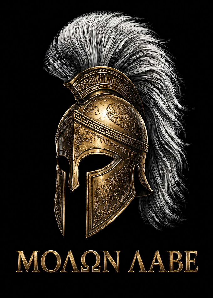 Spartan Helmet with Molon Labe Text