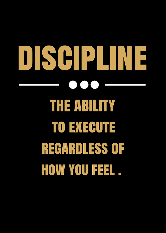 Discipline quote on black background