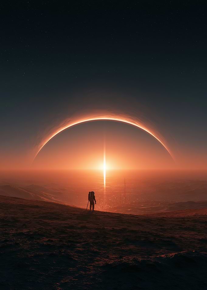 Astronaut Witnessing a Solar Eclipse