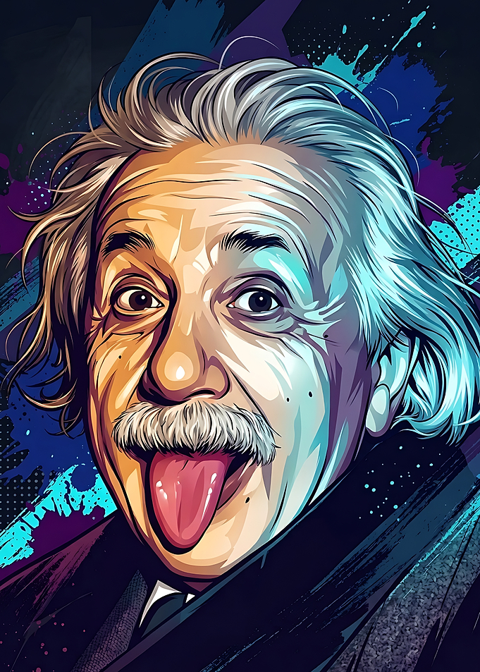 Albert Einstein sticking out tongue pop art