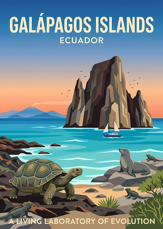 Galapagos Islands Travel Poster