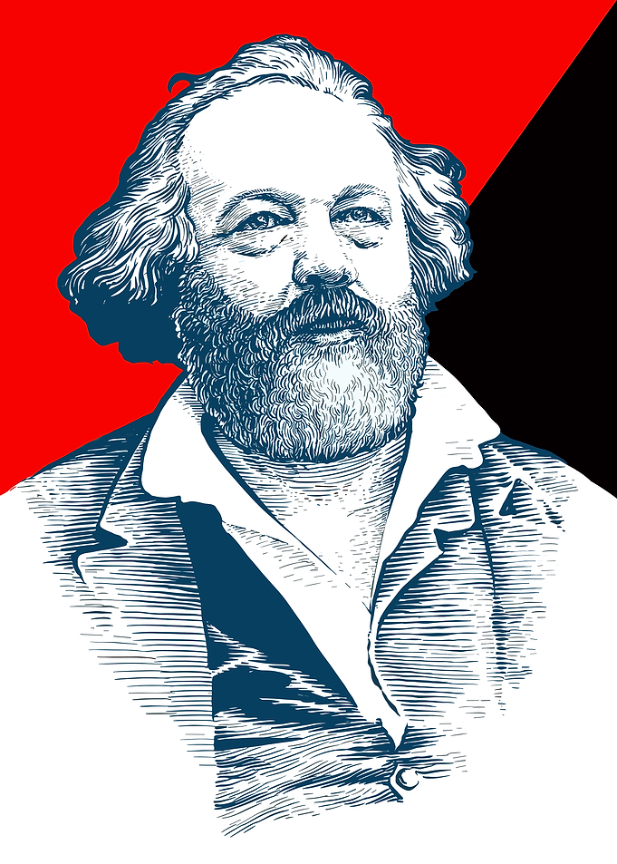 Karl Marx Portrait with Anarchist Flag