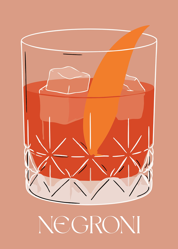 Negroni Cocktail Minimalist Poster