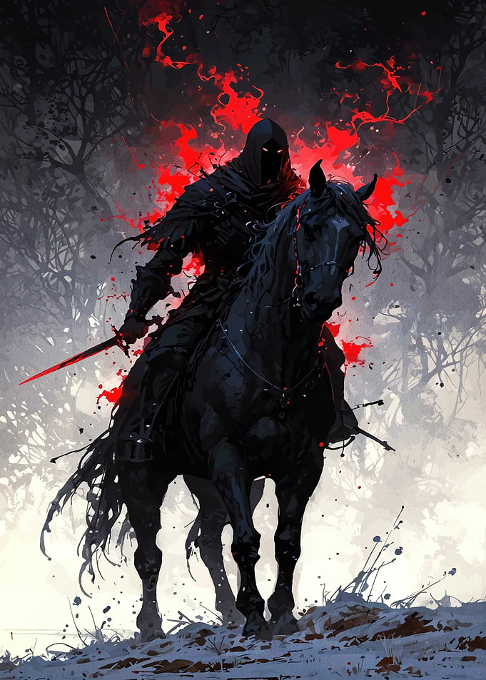 Dark Rider with Fiery Aura