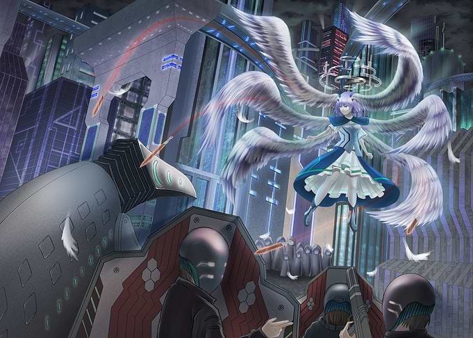 Angel vs. Futuristic Soldiers