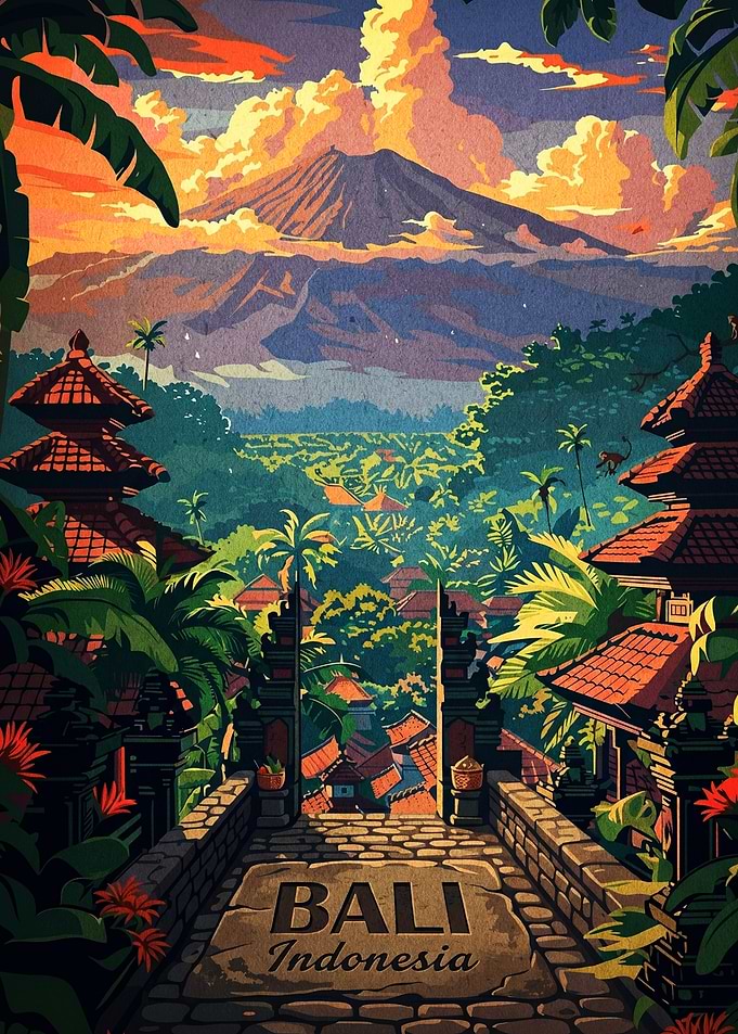 Bali Indonesia Travel Poster