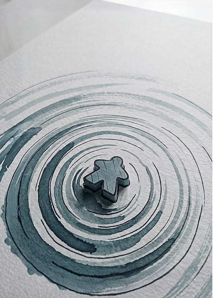 Minimalist Board Game Room Art, Meeple in the Water