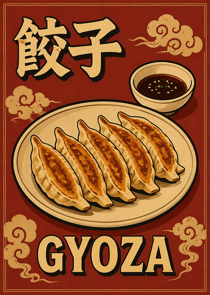 Gyoza Poster with Japanese Text