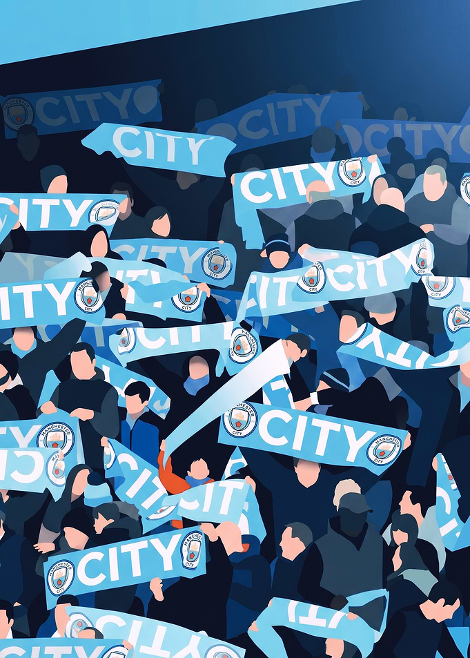 Manchester City Fans with Scarves