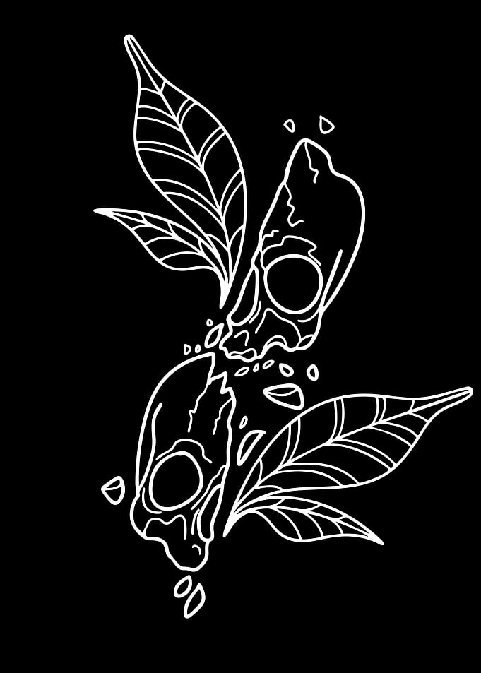 Broken Skulls with Leaves