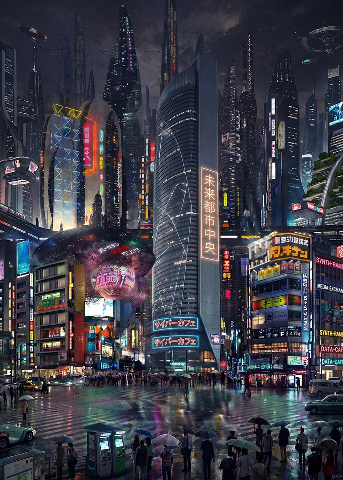 Futuristic Cyberpunk Cityscape at Night