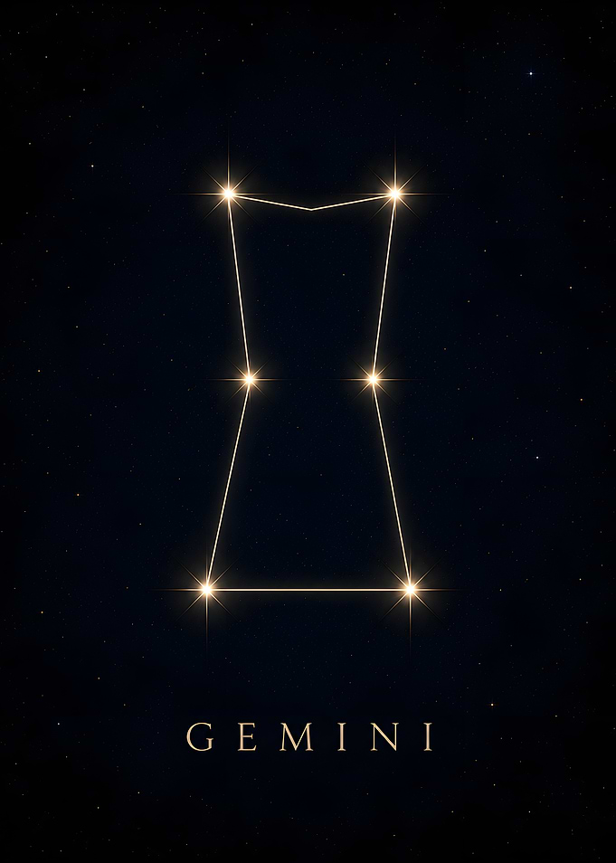 Gemini Constellation in Starry Night Sky