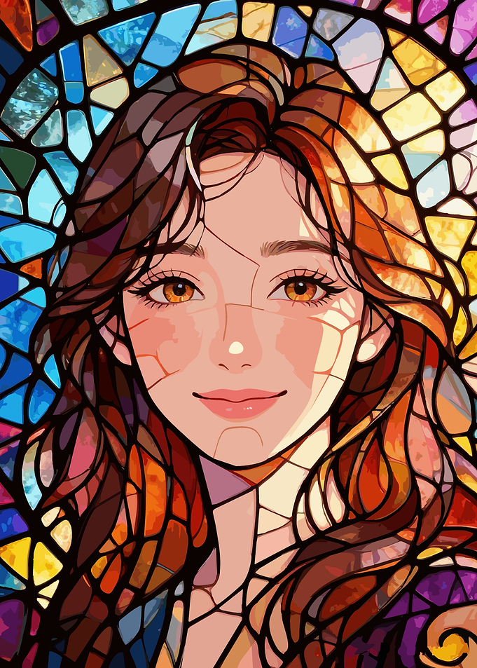 Stained Glass Portrait of a Woman