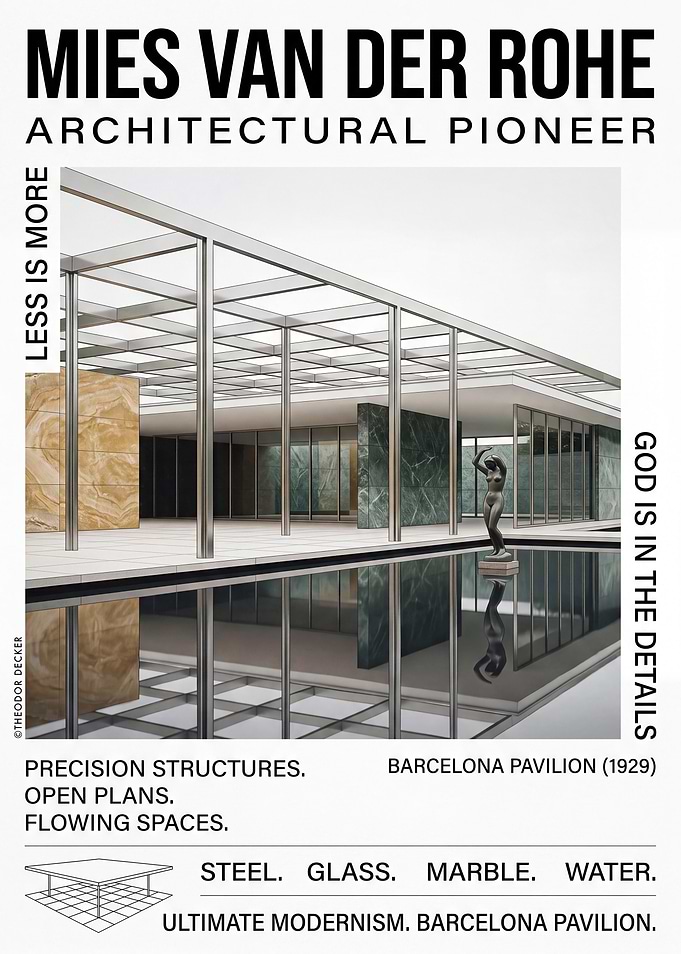 Mies van der Rohe Architectural Pioneer Poster