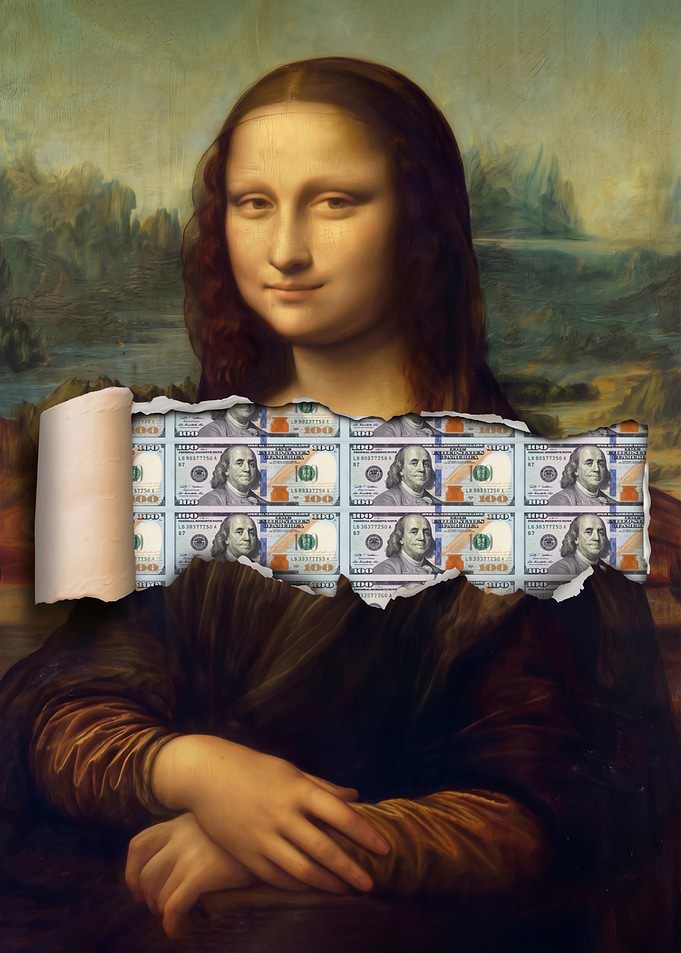 Mona Lisa with US Dollar Bills money Wall Art