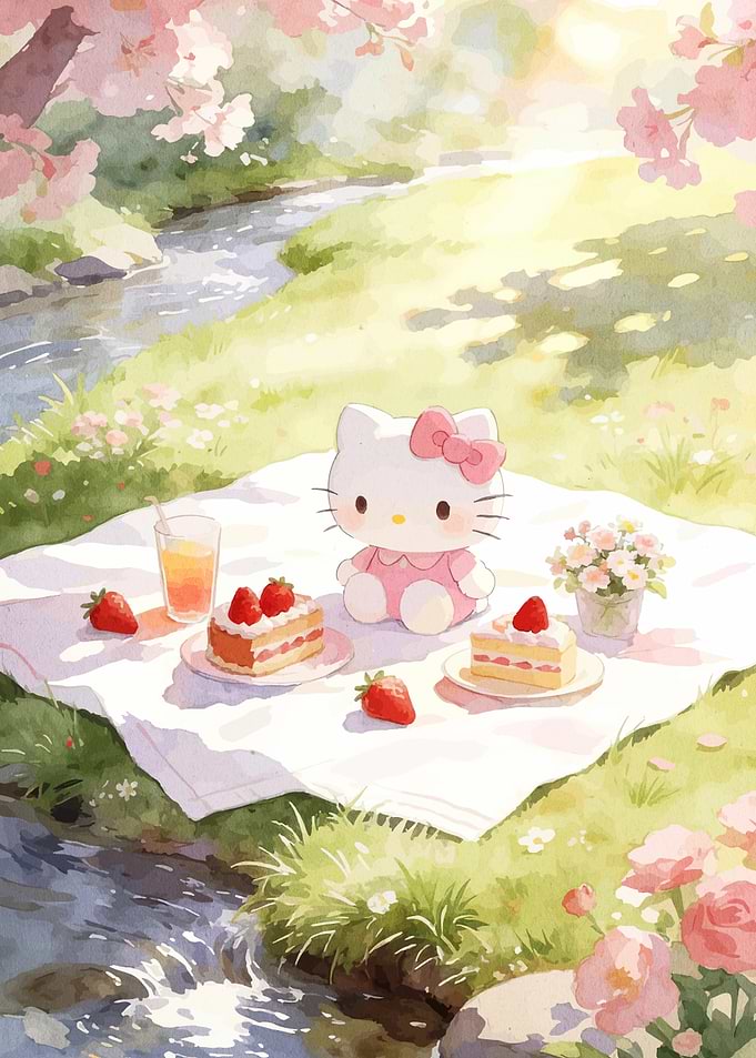 Hello Kitty Picnic by the Stream