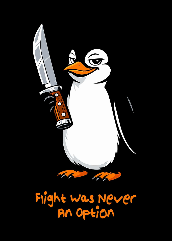 Flight Was Never An Option Sarcastic Penguin with a Knife