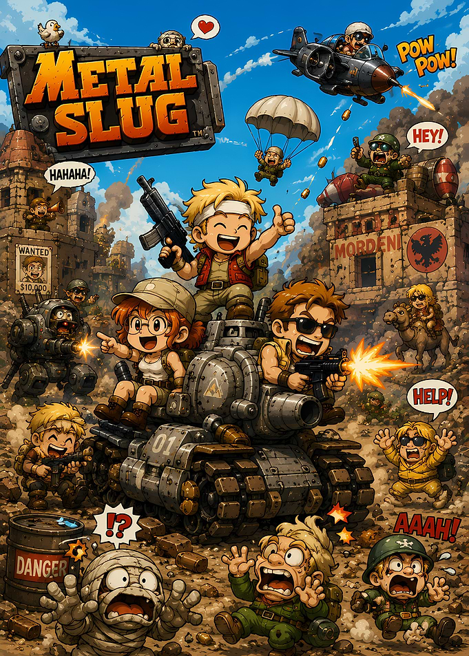 Metal Slug Characters on a Tank