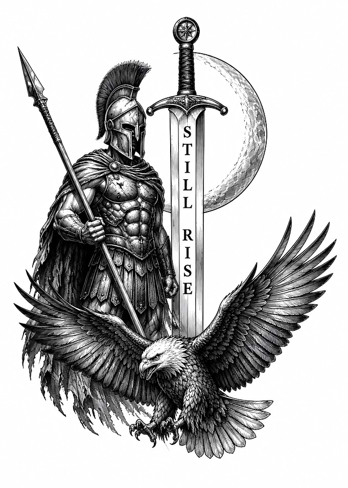 Spartan Warrior with Eagle and Sword