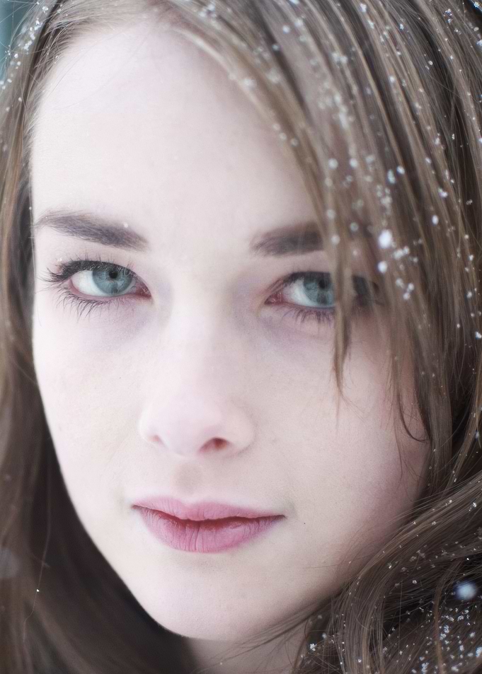 Close-up of a young Allie MacDonald in snow