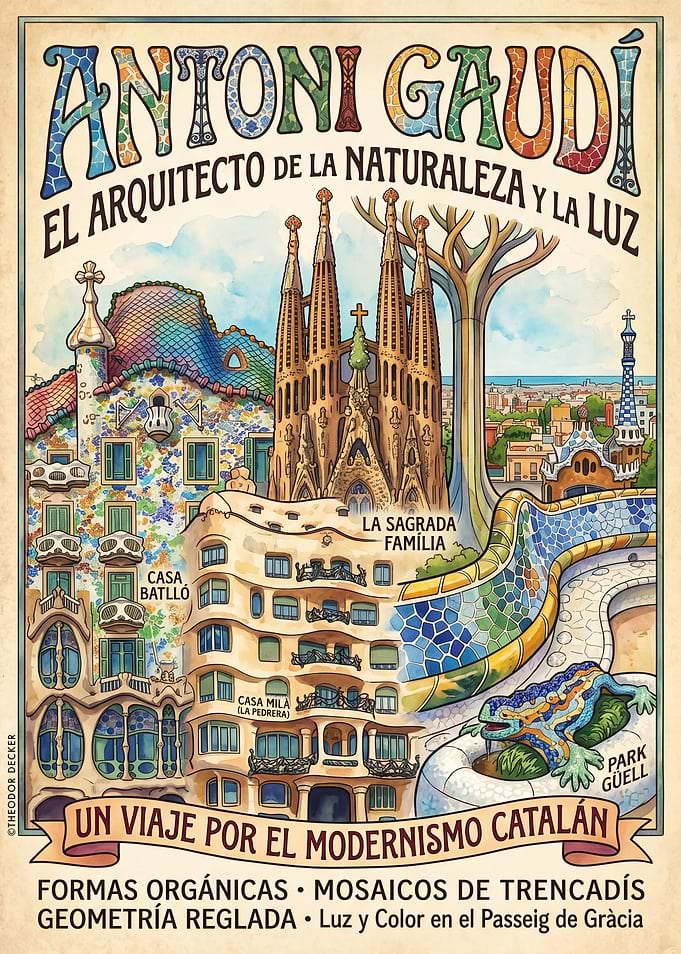 Antoni Gaudí Architecture Poster