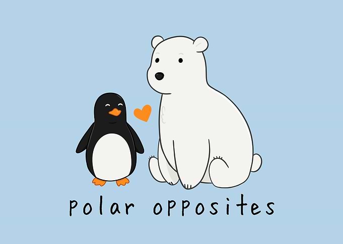 'Polar Opposites' Penguin and Polar Bear
