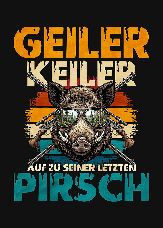 Hunting Boar with Guns and Sunglasses Geiler Keiler