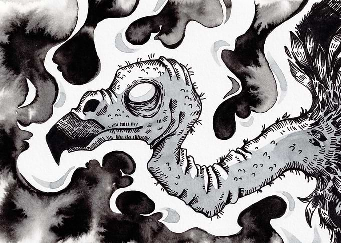 Vulture Head with Dark Smoke