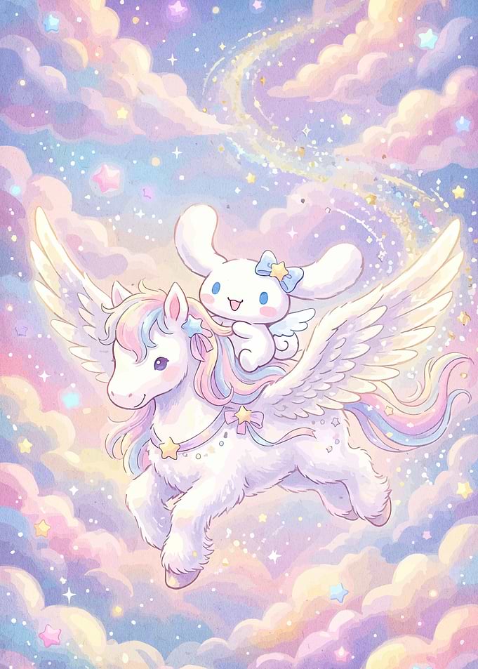Cinnamoroll Riding a Pegasus