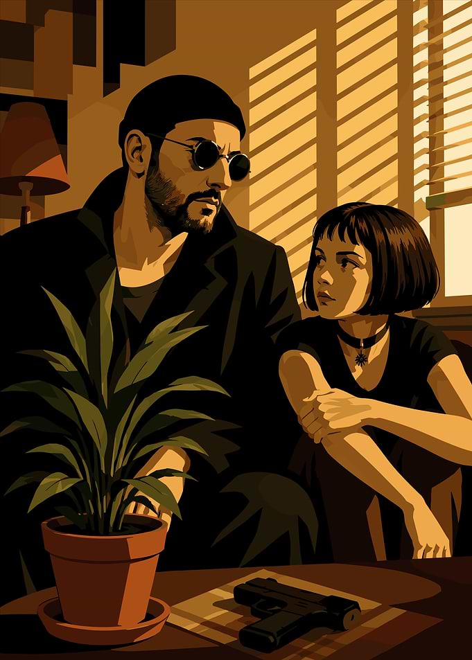 Léon and Mathilda in pixel art