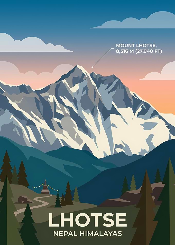 Mount Lhotse Nepal Himalayas Poster