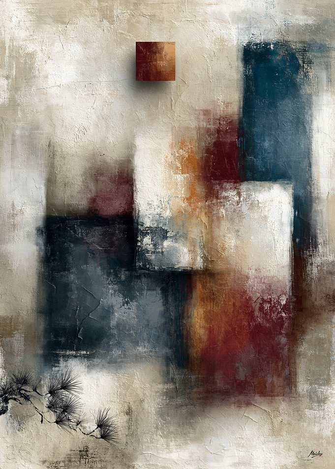 Wabi-Sabi Abstract Modernism No. 05 – Pine Echo Wall Art