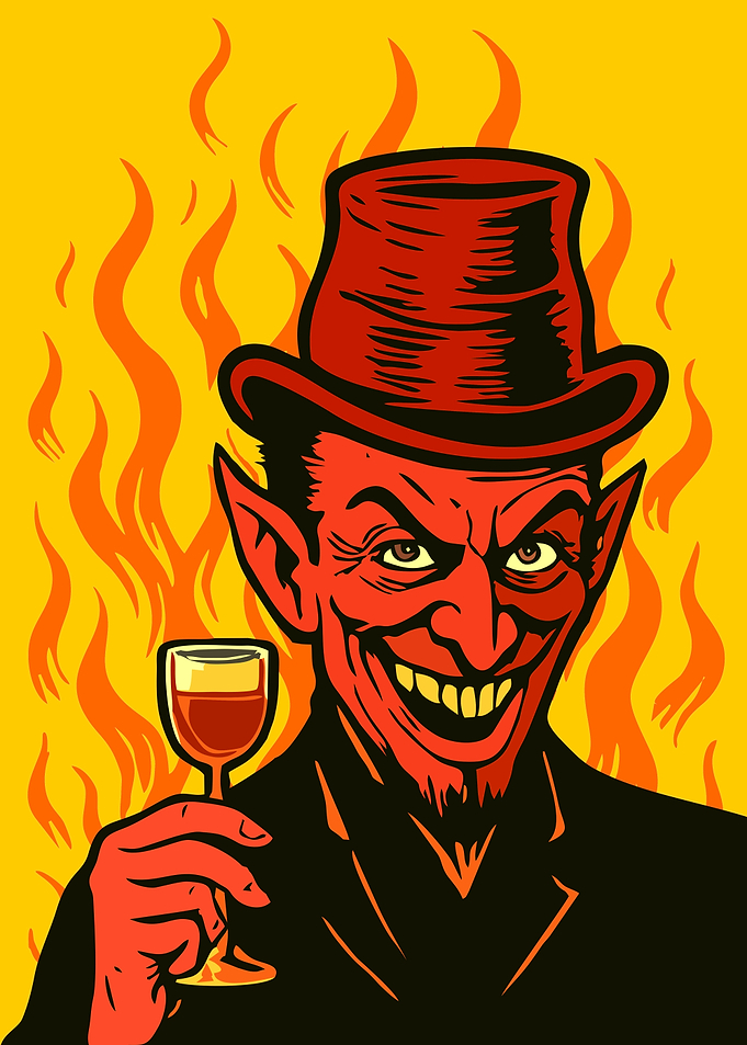 Devil with Wine and Flames
