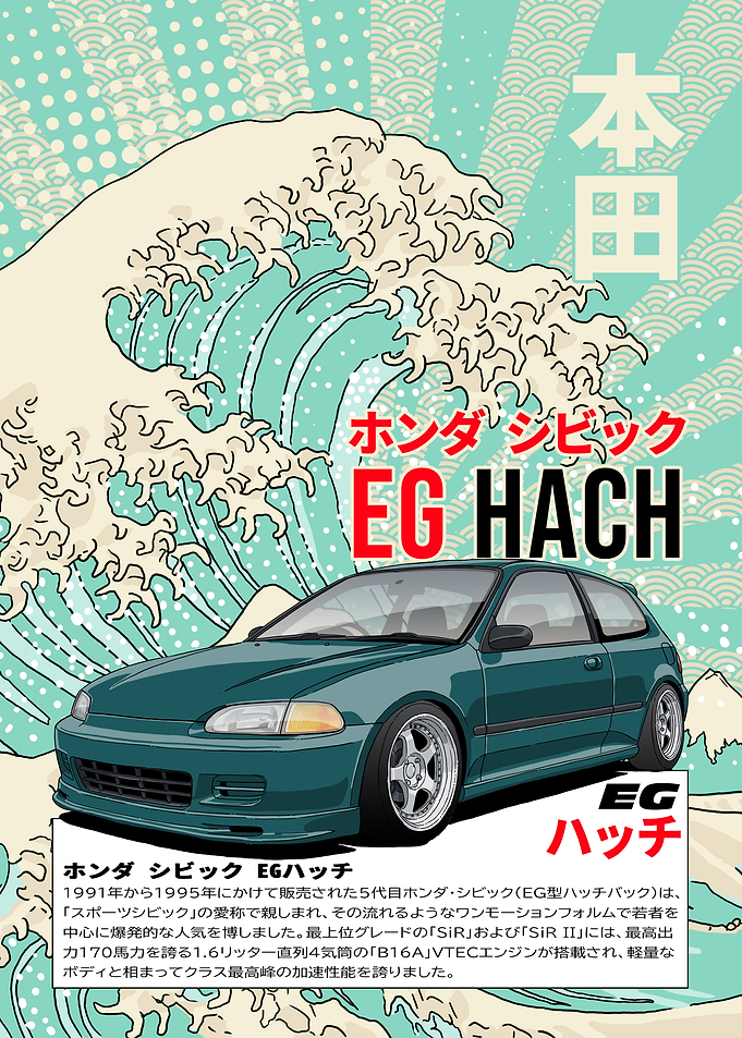 Honda Civic EG Hatch Poster