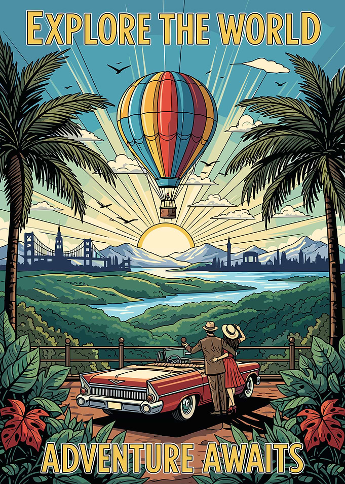 Retro Travel Adventure Poster
