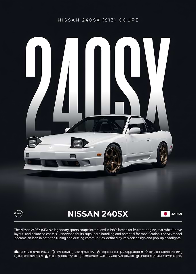 Nissan 240SX S13 Coupe Poster