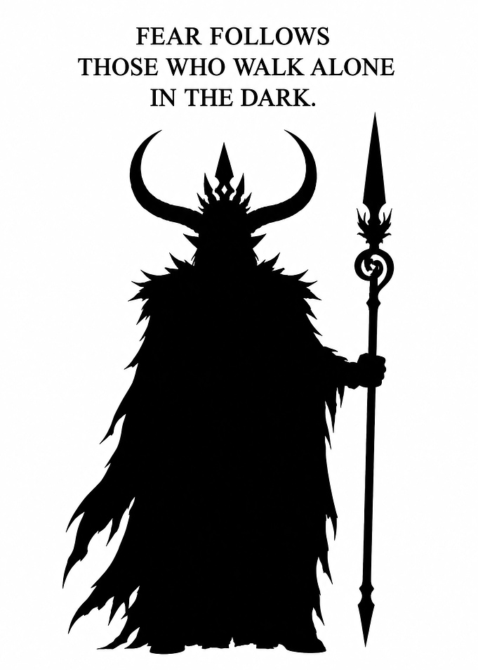 Dark Warrior with Horns and Spear