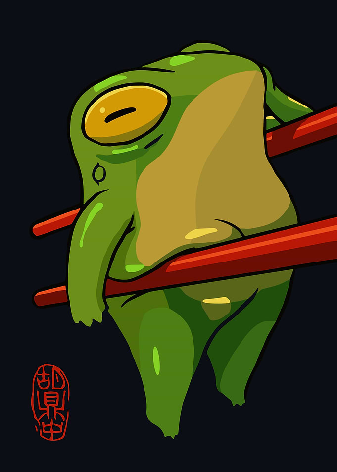 Tired Frog on Chopsticks