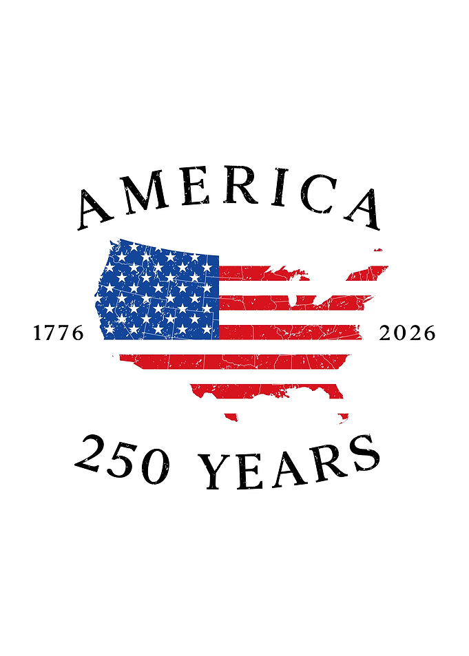 America 250 Years USA Map Flag