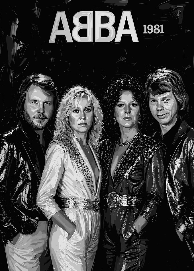 ABBA 1981 Black and White Portrait