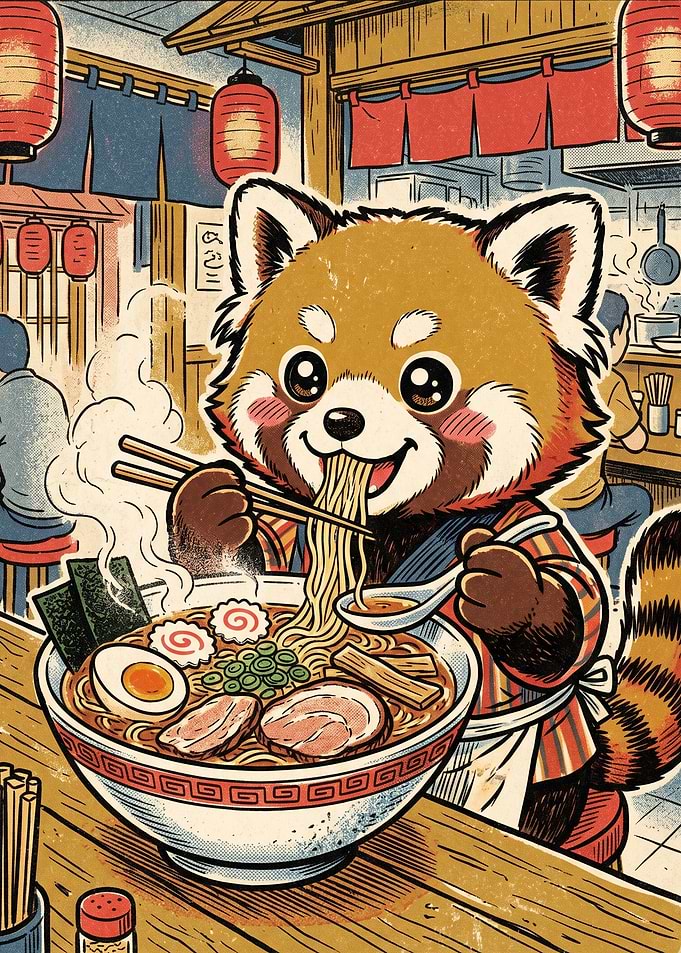 Red Panda Eating Ramen