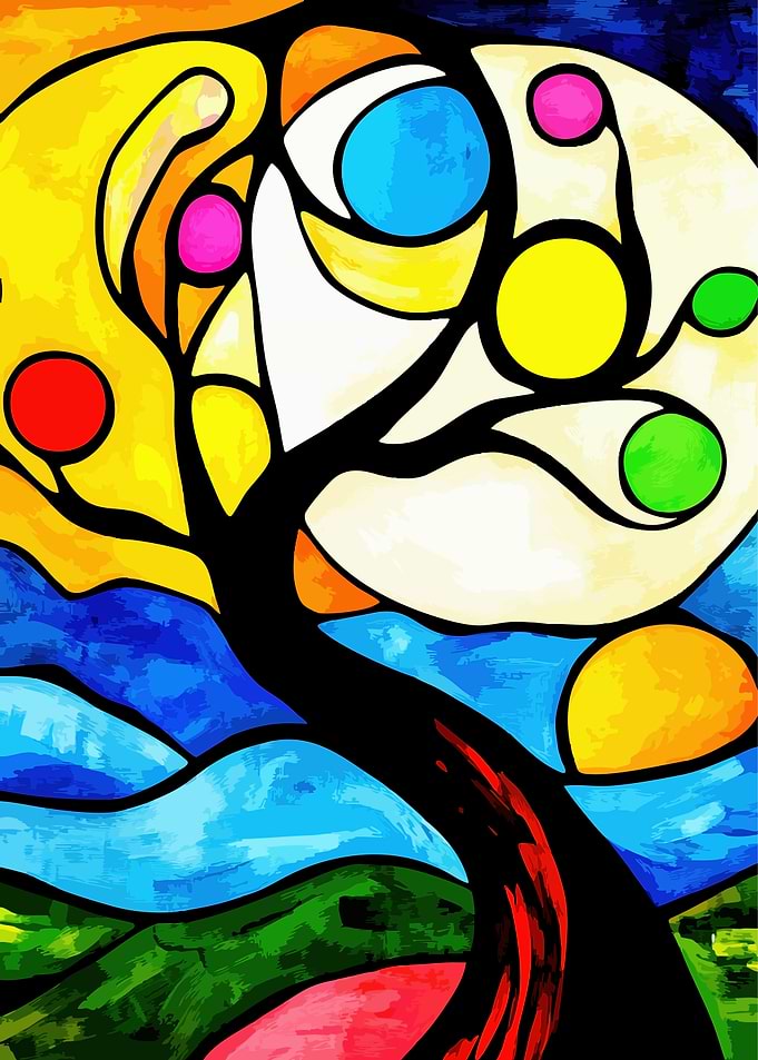 Abstract Stained Glass Tree