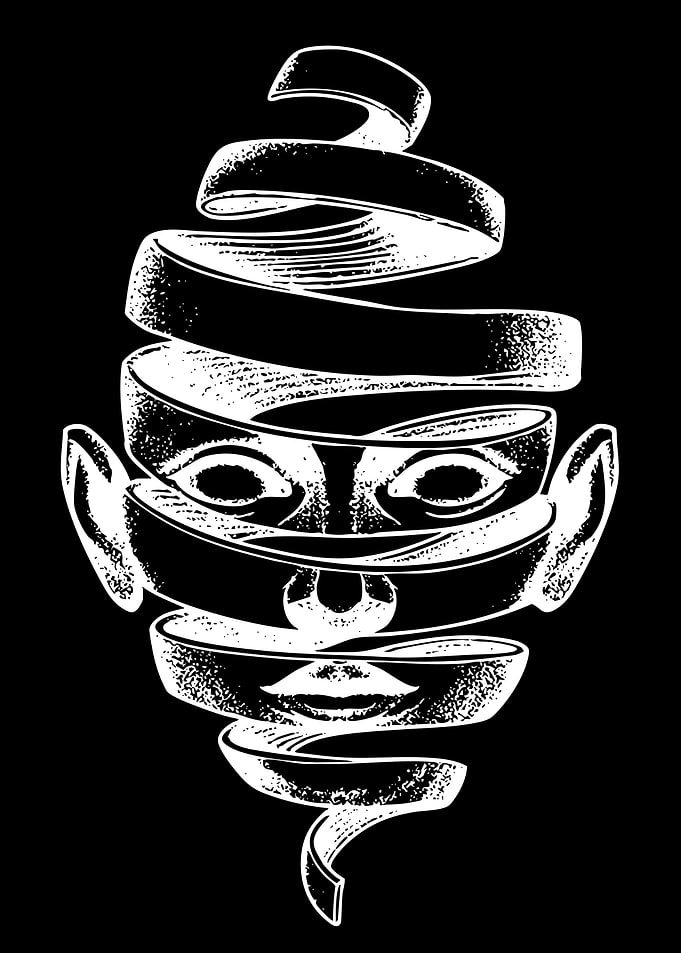 Abstract Face Made of Ribbons