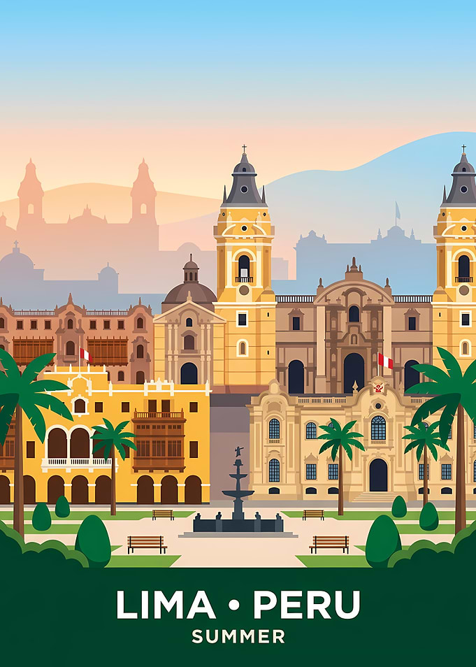 Lima Peru Summer Travel Poster